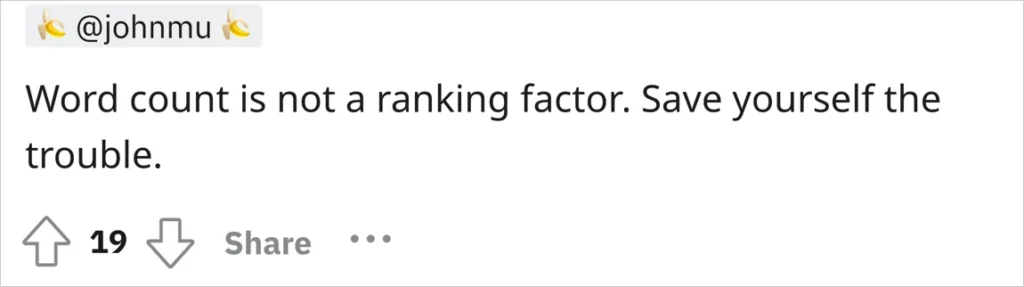wordcount not ranking factor